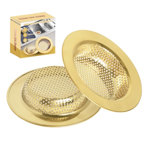 RQYEKDO 2 Pack 4.4" Gold Stainless Steel Kitchen Sink Strainer