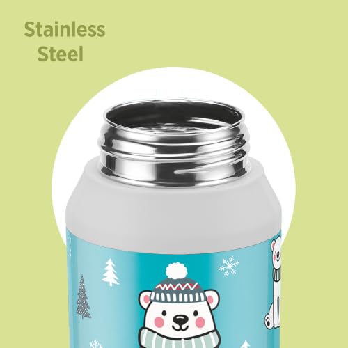 Image of Milton Steel Helio 600 Thermoware Water Bottle 520 ml with One Touch Safety Lock & Twin Lid Sip or Gulp, Long Hours Hot & Cold, Leak Proof, ISI Certified, PU Insulated, for Kids, School, White