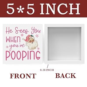 Funny christmas bathroom decor pink christmas decoration funny christmas gift christmas decorations for bathroom wooden box sign for home farmhouse office living room table shelf tiered desk decor  urban country home decor