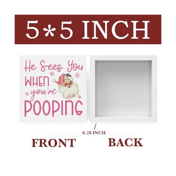 Funny christmas bathroom decor pink christmas decoration funny christmas gift christmas decorations for bathroom wooden box sign for home farmhouse office living room table shelf tiered desk decor  urban country home decor