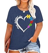 Plus Size Autism Shirt for Women Be Kind Autism Tshirt Autism Heart Graphic Tees Autism Accept Tops