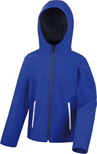 Result Kids R224J kt Core Tx Performance Hooded Softshell Jacket - Royal/Navy, Large/Size 9/10