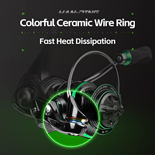 Handing Spinning Fishing Reels Light And Smooth Spinning Reels 6.2:1 Gear Ratio Carbon 33Lb Max Drag 2500 Series Black Saltwater And Freshwater Fishing (Green-2000) #TOP3