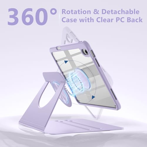 Wenlaty for iPad (A16) 11th Generation Case 11 Inch 2025, for iPad 10th Generation Case 10.9 Inch 2022 with Pencil Holder, 360° Rotating Protective Stand Cover, Detachable Magnetic Back, Lavender by Wenlaty - Image 2