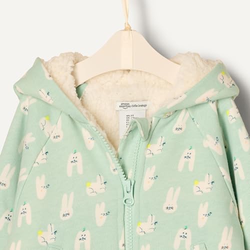 Amazon Essentials x Sofia Grainge Unisex Kinder Kapuzenpullover mit Reißverschluss, Blassgrün Häschen, 4 Jahre