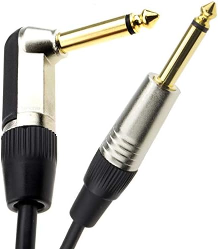 kenable GOLD Right Angle MONO Jack 6.35mm Guitar/Amp LOW NOISE Cable Lead 6m [6 metres]
