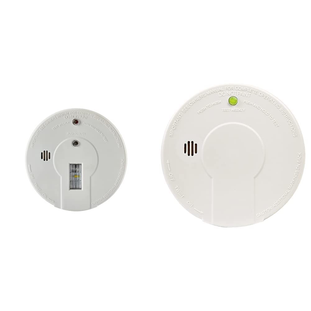 Photo 1 of Kidde Smoke Detector, Battery Operated Smoke Alarm with Safety Light, Test-Hush, White & Smoke Detector, Battery Powered with Test Button