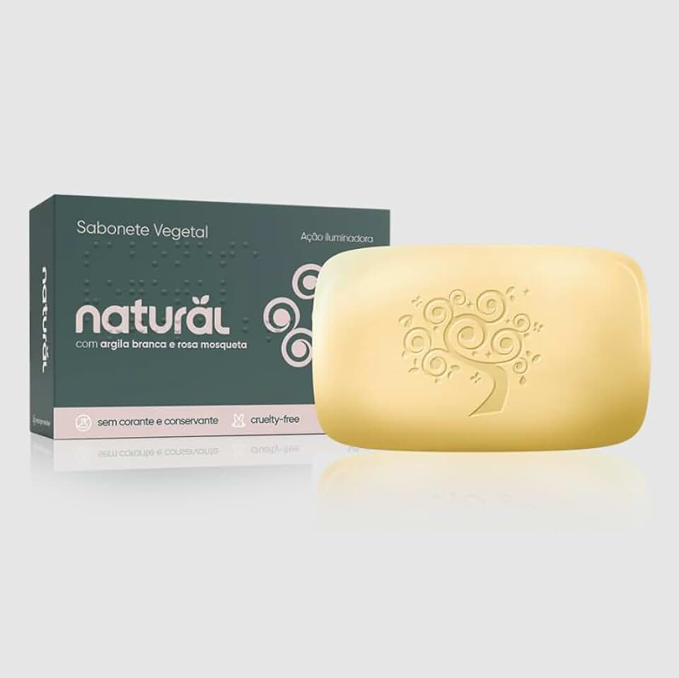 Sabonete em Barra Natural com Argila Branca e Óleo de Rosa Mosqueta 80 g