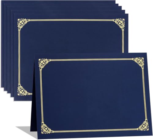 Lot de 25 pochettes de diplôme bleu marine avec bord doré pour lettre de 24 x 31 cm, papier de certificat, récompense, remise de diplôme, documents
