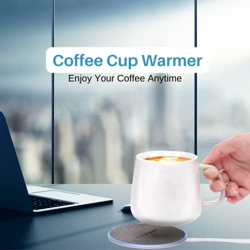 PYXISTIFY 2-in-1 Coffee Mug Warmer & Wireless Charger with A Stylish Mug - Fast iPhone Charger - Heated Cup Coaster  Portable Tea Warmer - Self Heating Mug For Desk  Office Gift for Men