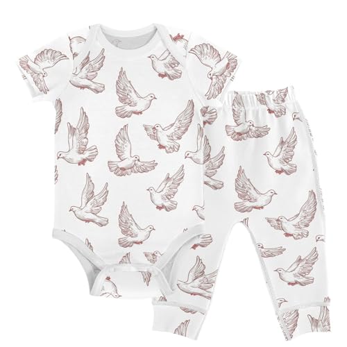 vvfelixl Dove Of Peace Baby Layette Sets,Baby Bodysuits Set Unisex Short Sleeve Babys Pants Sets 9-12M
