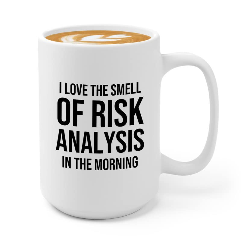 Actuary Coffee Mug 15oz White - risk analysis in the morning - Accrual World Finance Bro Actuarial Employee Gifts Appreciation Calculus Actuary Insurance