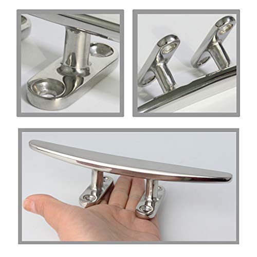 Veithi 8 Inch 316 Stainless Steel Boat Cleat, Boat Dock Cleats Open Base Flat Top, Cleats For Boat, Dock Cleats Rope Cleat With Fasteners (4 Pack) #TOP3
