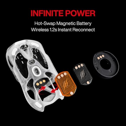 Image of Angry miao AM Infinity Wireless Gaming Mouse, 49g Magnesium-Aluminum, PAW3950 30K DPI, 8K Polling, Anti-Double Click Optical-Micro Switches, Hot-Swap Battery, Tri-Mode RGB Programmable Mouse for FPS
