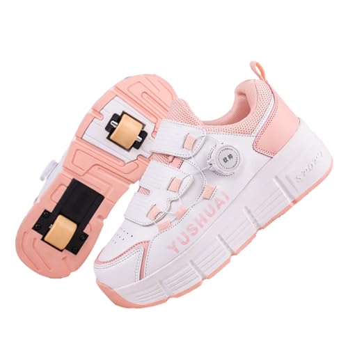 Kids Kids Roller Shoes Boy Girl Sneakers, Outdoor Sport Shoes Sneakers with 2 Wheels Unisex Skateboarding Shoes Retractable Skating Shoes for Children's Park Sports Walking