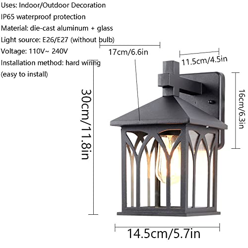 Lámpara de pared al aire libre impermeable con tornillo E26 para patio y balcón 7