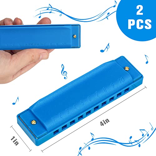 Amor Present 2Pcs Plastic Harmonica For Kids, Harmonica For Toddlers 10 Holes Translucent Harmonica With Case For Professionals And Beginners #TOP1
