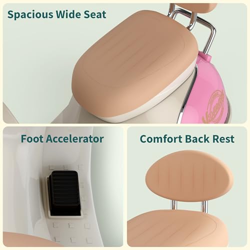 kidsROAR Electric Bike for Kids, Battery Operated Vintage Scooter for Girls and Boys with Music Wide Seat, Safe Bike for Kid, Ages 2-6 Years, Stylish & Fun Design (Pink) - Image 7