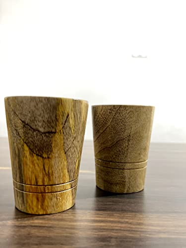 Handmade Wooden Wine Shot Glass Antique Style Viking Drinking Tea/Coffee Cup Set Of 2 #TOP3