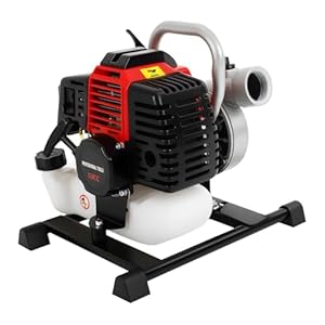 Benzin Wasserpumpe 1.7 kW 8500 U/min 15m³/h,Tragbare 2-Takt Motorpumpe mit 40m Förderhöhe & 19,7m Saugfähigkeit,Schmutzwasser... mit 1L-Kraftstofftank,Gartenpumpe für Bewässerung & Entwässerung