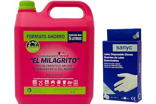 Desengrasante El Milagrito 5 Litros (1) + Guantes de Latex 10 unidades Sanyc