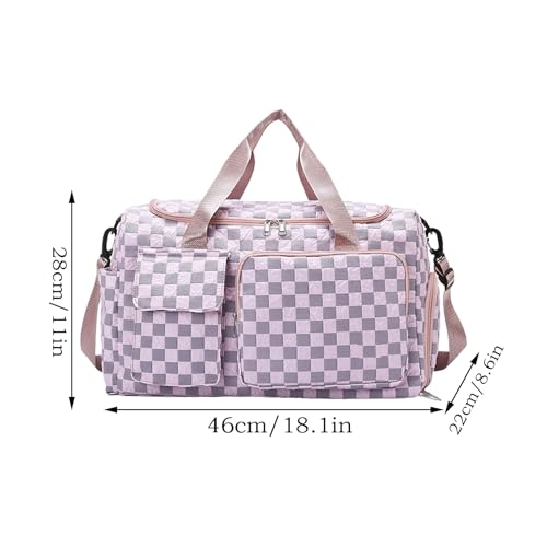 Duffle Bag for Travel - Large Capacity Duffel Pack,Waterproof Plaid Travel Bag with Shoe Compartment for Camping Swimming Beach Swim Pool Sports Gym 5