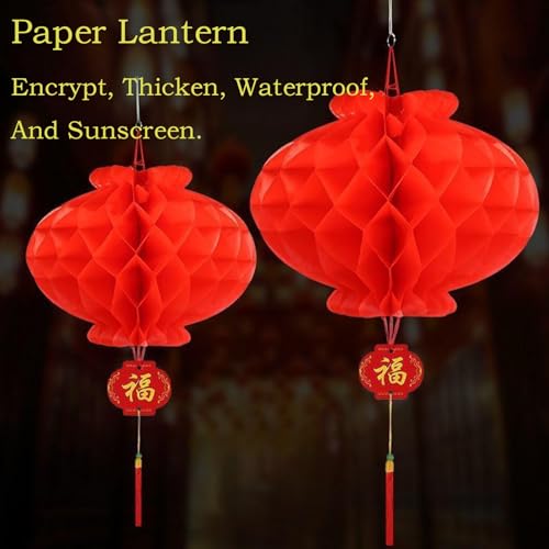 Miniatura 4 de 12 Piezas Iinternas Chinas, Faroles Chinos De Color Rojo, Decoraciones De Linternas De Papel Faroles Colgantes, Decoraciones De Año Nuevo Lunar, Restaurantes 25cm