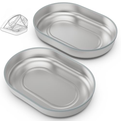 Edelstahlschalen für automatischen Mikrochip-Futterautomat für Haustiere – Dichtungsring-Design zur Frischehaltung und Geruchsreduzierung, leicht zu reinigen, 2er-Set