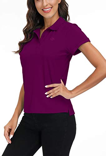 MoFiz Polo Mujer Camiseta Manga Corta Verano Algodón Polo Trabajo Deportivo Transpirable Golf Tops Violeta XXL