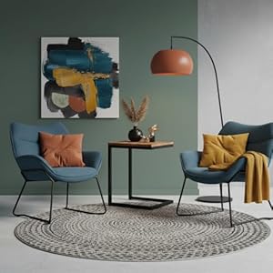 MR. DEKO Sessel Wohnzimmer | Sessel-Set Aliano Blau | Beistelltisch Materos | 2 Relaxsessel |Zwei Lesesessel | Lounge Sessel | Cocktailsessel | Ohrensessel | Leseecke