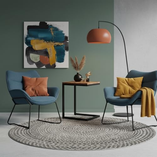 MR. DEKO Sessel Wohnzimmer | Sessel-Set Aliano Blau | Beistelltisch Materos | 2 Relaxsessel |Zwei Lesesessel | Lounge Sessel | Cocktailsessel | Ohrensessel | Leseecke