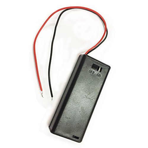 Trendbox Pack Of 10Pcs For 2Xaaa Battery 3V Lr03 On/Off Switch W/Cover Black Plastic Storage Case Holder Clip Type With 6" Two Wire 22Awg Spring Lead Flat Tip Container Diy #TOP3