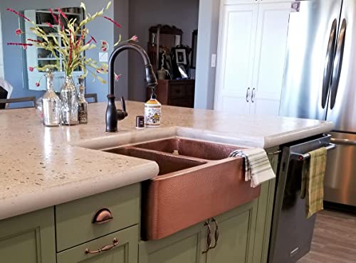 Sinkology K2010-BD66 Adams Farmhouse/Apron-Front 33 in. Double Bowl Grid, Drains, and Care Kitchen Sink Kit, 33 inch, Antique Copper Sinkology K2010-BD66 Adams Farmhouse/Apron-Front 33 in. Double Bowl Grid, Drains, and Care Kitchen Sink Kit, 33 inch, Antique Copper