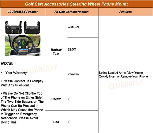 Golf Cart Steering Wheel Phone Mount/Scorecard Pro for Club Car EZGO Yamaha