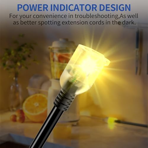 cismorvex 3FT Outdoor/Indoor 10/3 Extension Cord with Lighted, Black - 5