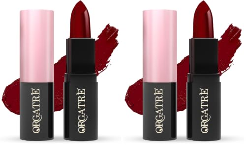 Image of Orgatre MoodBliss Creamy Matte Long Lasting Bullet Lipstick for Women | Intense Colour, Keeps Lips Moisturised | Non-Drying | Highly Pigmented Non-Transfer Formula | Enriched with Almond Oil 3.2g
