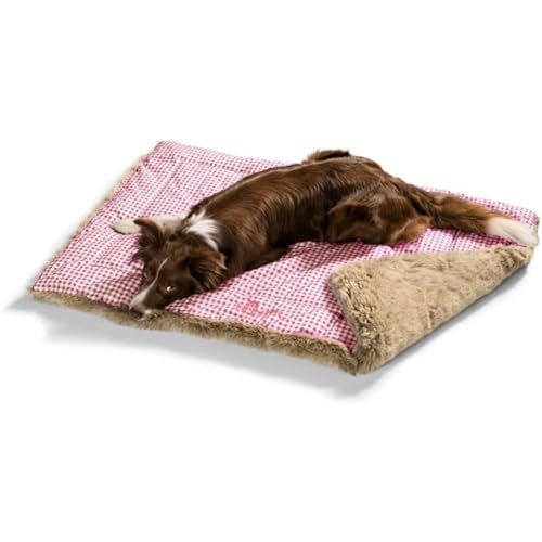 HUNTER Astana Hundedecke, Wendedecke mit weichem Plüschbesatz, Karo-Muster, 120 x 80 cm, rot