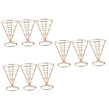  Cabilock 3 Ensembles Porte-collation Conique Support Tableau Treteaux Table Plateau Corbeille en Fil Apéritif Bol Couverts De Table Stand De Frites Porte Cône Frites Golden 3 Pièces * 3