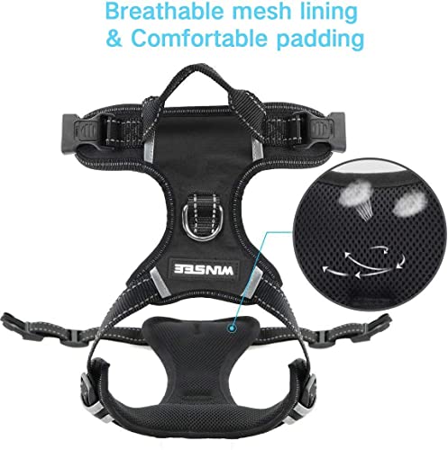 Winsee Dog Harness No Pull, Pet Harnesses With Dog Collar, Adjustable Reflective Oxford Outdoor Vest, Front/Back Leash Clips For Small, Medium, Large, Extra Large Dogs, Easy Control Handle For Walking #TOP7