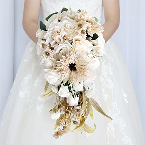 Bouquet de mariée simulation de haute qualité fleurs en gouttes d'eau