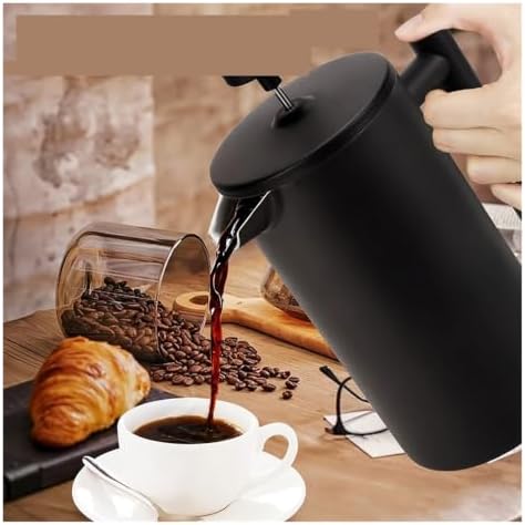 Stainless Steel Press Coffee Maker Double Walled Teaware with Triple Filtration for Home and Cafe Use - 1