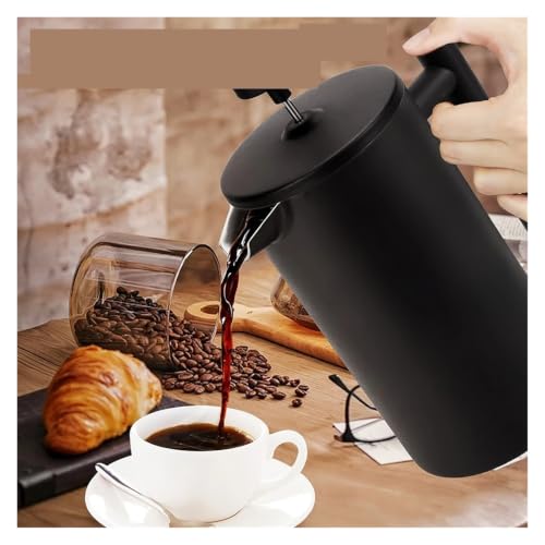 Stainless Steel Press Coffee Maker Double Walled Teaware with Triple Filtration for Home and Cafe Use