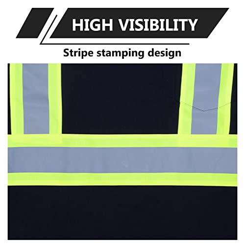 Vendace Men's High Vis Class 2 Safety T Shirt Ansi Reflective Work Short Sleeve Shirt With Black Bottom(Black,2Xl) #TOP3