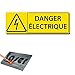 Plaque Gravée Autocollante30x10 cm "Danger Électriques" Fond Jaune "