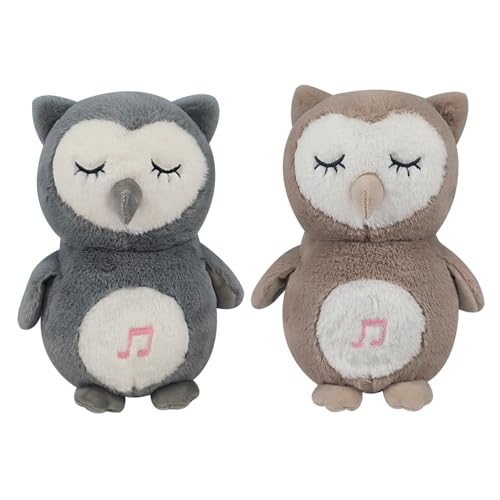 SunaOmni Peluche de búho Que Respira, búho de Peluche Suave de 25 cm con Luces y música, Bonito Realista, decoración de portátil para niños.