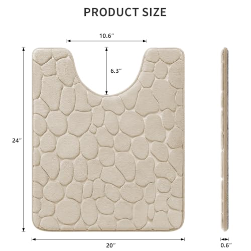 YIHOUSE Memory Foam Bath Mat Cobblestone Bathroom Rugs Super Water Absorbent Bath Mats for Bathroom Machine Washable Bath Rugs(20 x 24,Khaki) - image 8