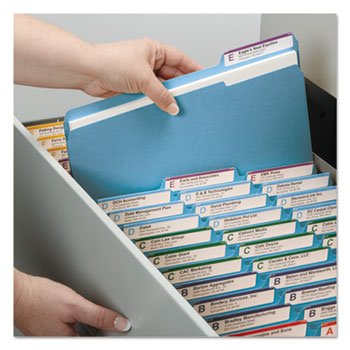 Smead 14937 Colored Pressboard Fastener Folders Letter 1/3 Cut Blue 25/Box #TOP6