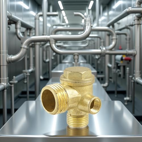 Gold Female Thread Check Valve 3-Port Brass Male Threaded Air Compressor Check Valve Central Pneumatic Air Compressor Accessories Air Compressor Replacement Parts，Valves，Check Valves - Thumbnail 4