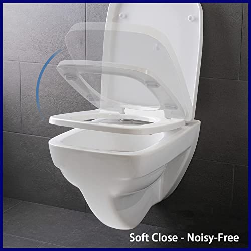 Siège de toilette rectangulaire silencieux à fixations supérieures