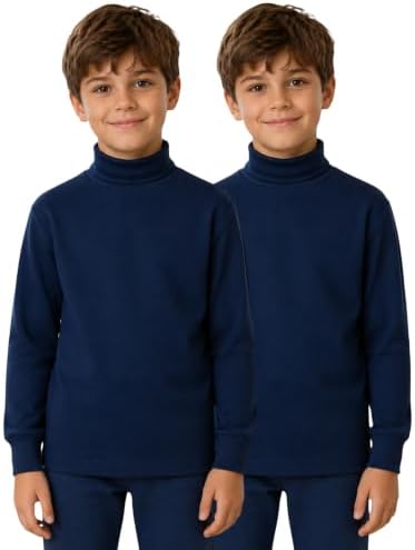 Lux Cott's Wool Boys High-Neck Full Sleeves Thermal Top | High Neck Thermal Top for Boys | Pack of 2